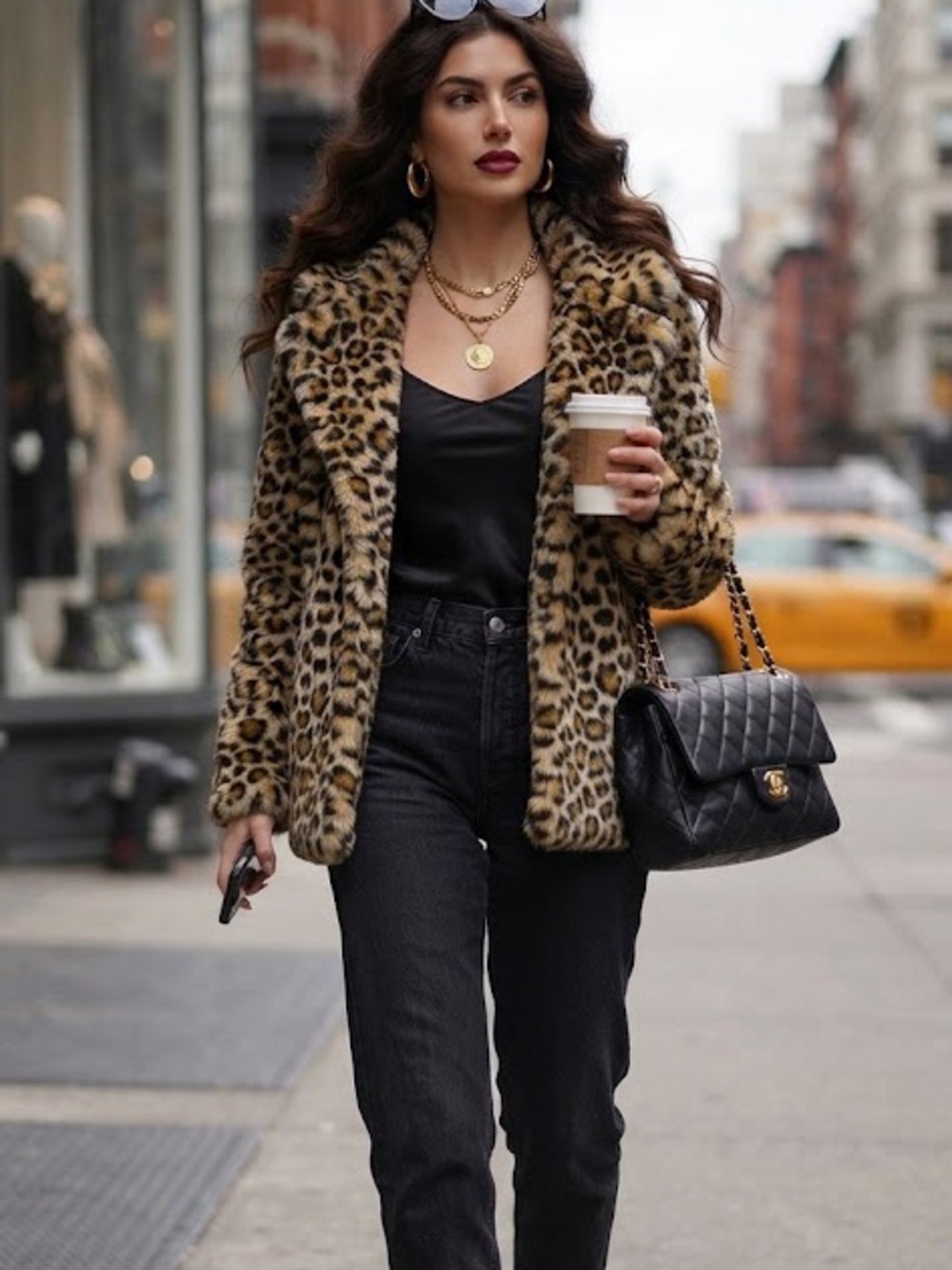 Ever New Faux Fur Leopard Jacket size 6